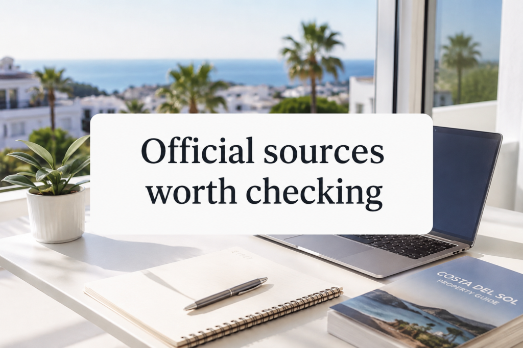 Official sources worth checking for Costa del Sol property